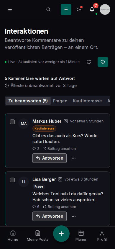Kommentare beantworten unterwegs