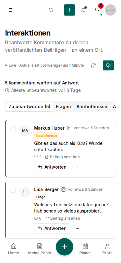 Kommentare beantworten unterwegs