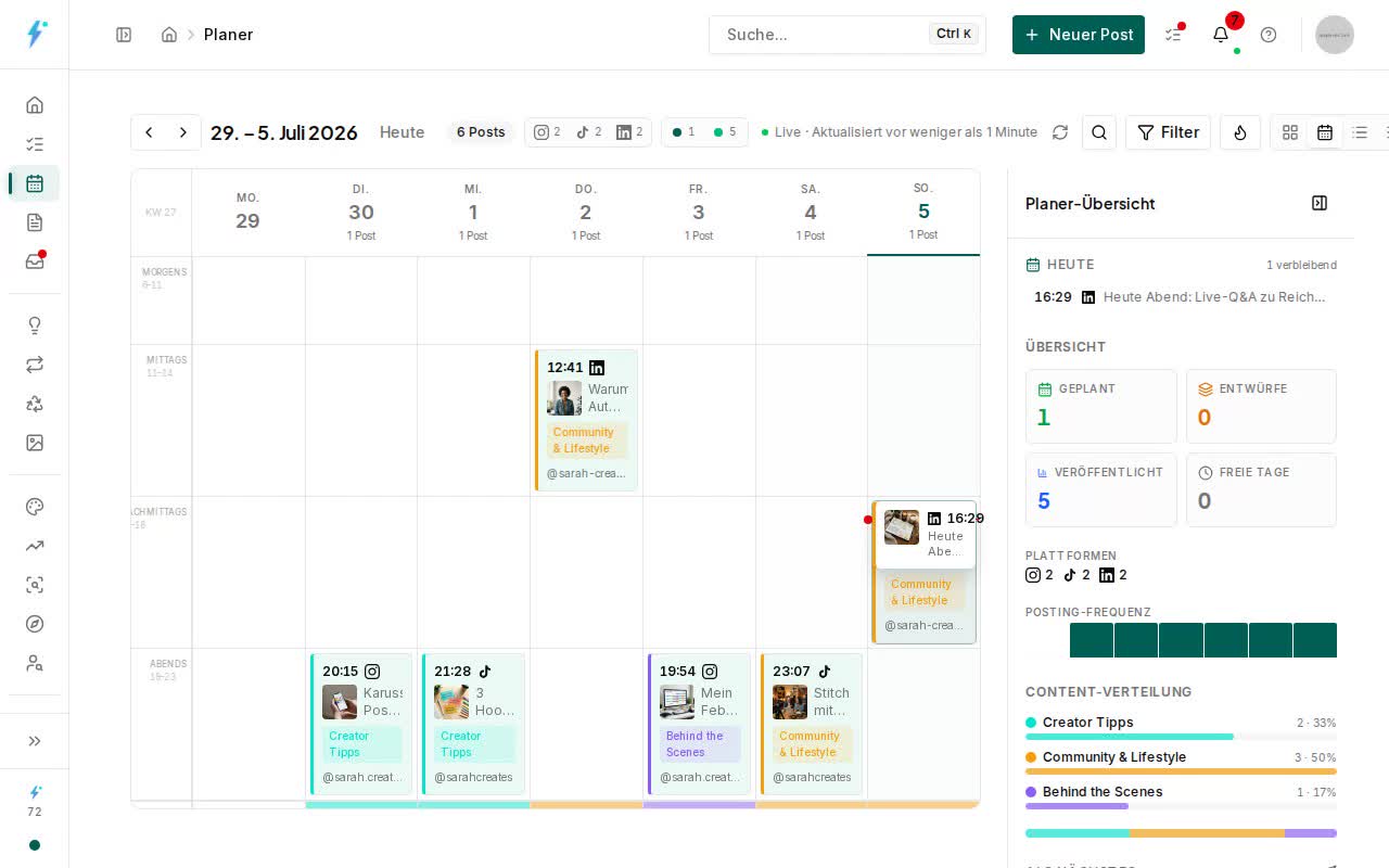 Content-Kalender: Deine Woche auf einen Blick